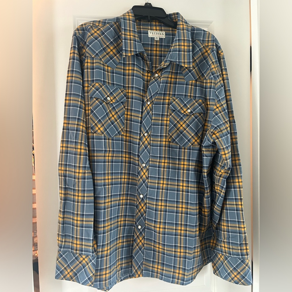 Tecovas Plaid Shirt in Blue and Yellow